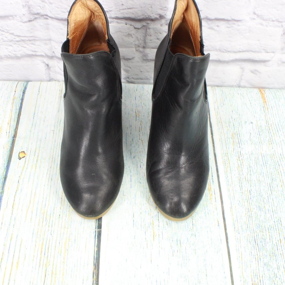 *Coach Black Leather Slip On Almond Toe Wedge Casual Chelsea Booties Size - Picture 5 of 9